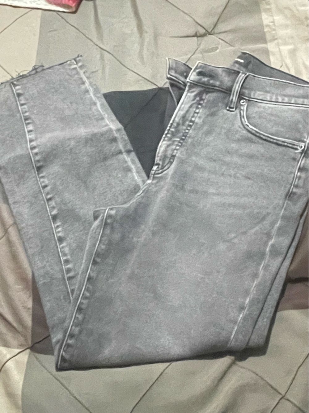 Express Washed Gray High-Rise Straight Jeans